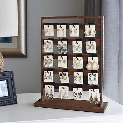 Neuxi  Wooden Jewelry Display Rack With 20 White Hooks • $32.99