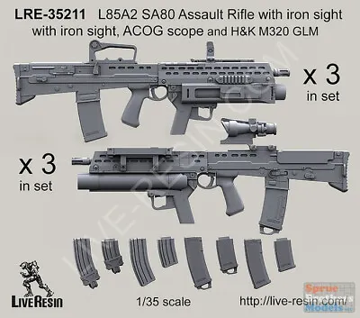 LVRLRE35211 1:35 LiveResin L85A2 SA80 Assault Rifle With Iron Sight ACOG Scope • $19.29