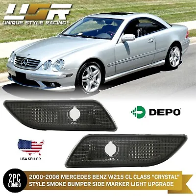 Smoke Front Bumper Side Marker Lights For 2000-2006 Mercedes W215 CL Class • $40.44