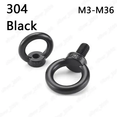 Black 304 Stainless Steel Machinery LIFTING EYEBOLTS NUTS M3 M4 M5 M6 M8 M10-M36 • $170.81