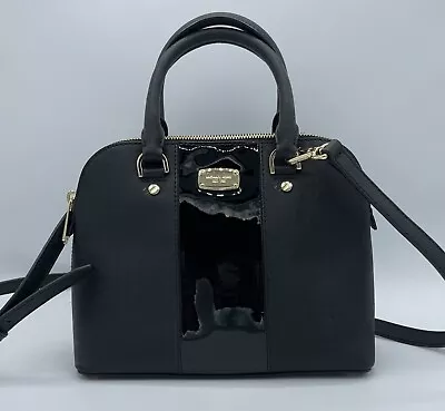 Michael Kors Black Saffiano Patent Leather Handbag Purse Satchel Crossbody Strap • $59.98