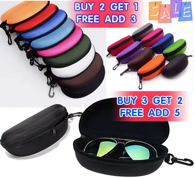 Portable Large Zipper Eye Glasses Sunglasses Hard Case Box Protector Hold Gift L • £2.99