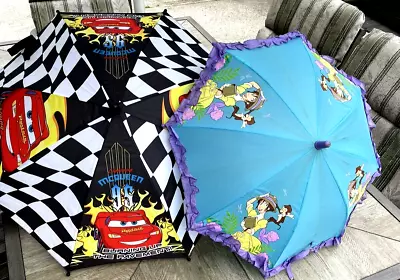 2 Disney Kids ~20  Umbrellas ~ Lightning Mcqueen & Tarzan's Jane W/Monkey ~ Cute • £18.27