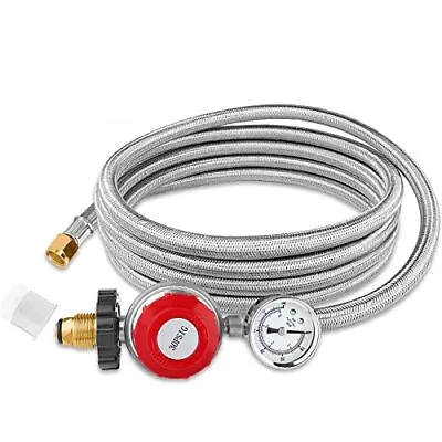 12 FT 0-30 PSI High Pressure Adjustable Propane Regulator With Gauge Gas Flow... • $44.93