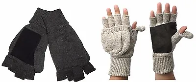 Mens Thermal Insulation Knit Fingerless Mitten Winter Gloves W/ Thumb Flap NEW! • $14.99
