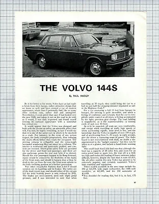 (6290) The Volvo 144S REVIEW Paul Hadley  - 1968 Article • $8.65