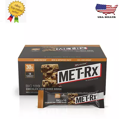 MET-Rx Big 100 High Protein Meal Replacement Bar Chocolate Chip Cookie 9 Count • $29.99