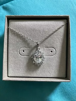 Zales Sterling Silver Diamond Snowflake Pendant & Necklace .Original In Box • $34