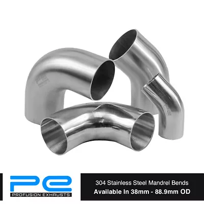 45 90 Degree 304 Stainless Steel 1D Satin Mandrel Exhaust Pipe Bend Elbow • £17.72