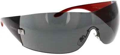 Versace VE 2054 100187 Gunmetal Plastic Wrap Sunglasses Grey Lens Unisex • $118.80