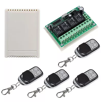 Multi Function 4 Way Remote Control Switch Wireless Relay Switch Receiver UK GDS • £20.09