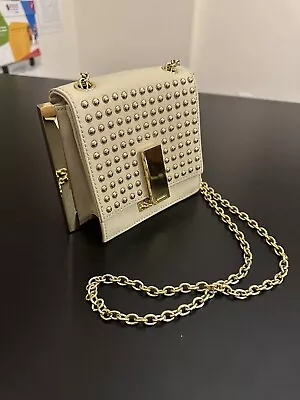 $39 • Buy ZAC POSEN STUDDED MINI LEATHER CROSSBODY BAG Beige Gold Nude