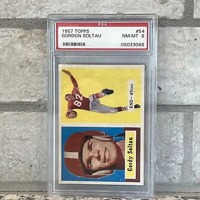 1957 Topps Football #54 Gordon Soltau PSA 8  NM-MT • $58.50