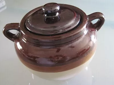 Vintage Stoneware Pottery Bean Pot Lid Double Handles • $29.99