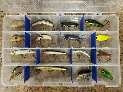 Sixteen Used Vintage Plastic Fishing Lures & Tackle Box Lure Collection Lot #4 • $75