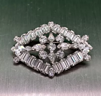 Vintage Silver Tone Clear Rhinestone Signed Weiss Pin Brooch • $29.99