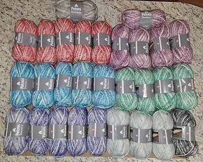 29 Skein Lot Patons Denim-y Worsted Weight Yarn - Discontinued - 8 Colors • $89.99