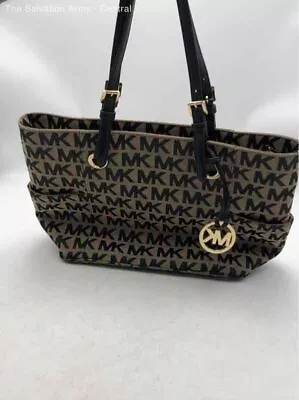 Michael Kors Womens Brown Black Monogram Adjustable Strap Zipper Tote Bag • $12.38