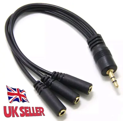 3 Way Speaker/earphone AUDIO Splitter Adapter Cable 1 Male - 3 X Female 3.5mm • £6.50