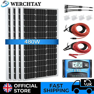 100W 200W 400W 680W Solar Panel Kit 12V Mono RV Campervan Caravans Boat Van Shed • £246.98