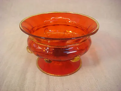Venetian Glass Fruit Bowl Red Gold Antique Glass Footed Hand Blown • $89.98