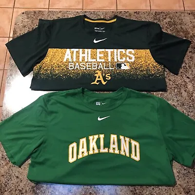 Nike Oakland A's MLB Dri Fit T-Shirt Men's Size Large Green Lot Of 2  • $39.99