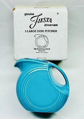 Vintage Fiestaware Homer Laughlin Turquoise Large Water Disk Pitcher Jug NIB NEW • $39.99