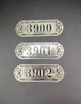 Lot Of 3 Vintage Locker Tags Lyon Metal Products Aurora Illinois Plated Brass • $12.95