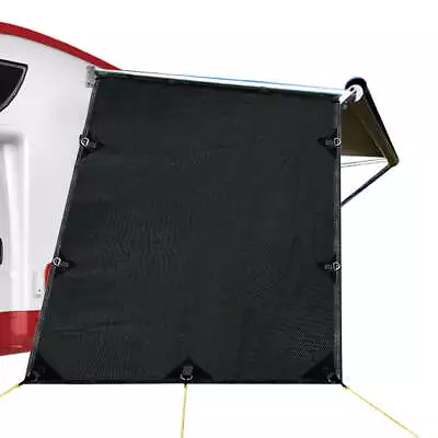 Caravan Privacy Screen Roll Out Awning 1.95x2.2M Sun Shade End Wall Side Black • $59.79