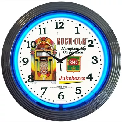 ROCK-OLA JUKEBOX NEON CLOCK Sign Lamp Light • $130.78