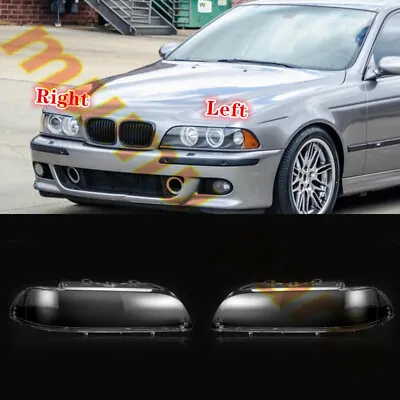 A Pair Front Headlight Lens Housing + Seal Glue For BMW E39 5-Series 1997-2003 • $105.90
