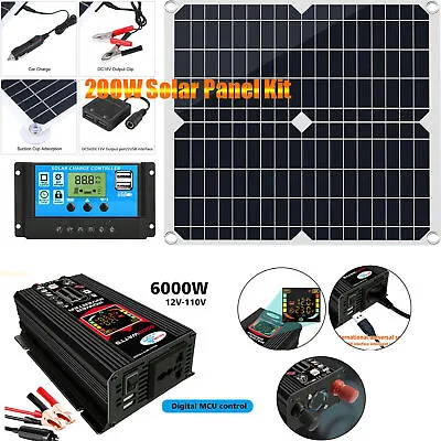 6000W Inverter Solar Panel Kit Solar Power Generator 100A Home 110V Grid System • £40.52