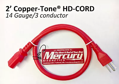 2ft Heavy Duty Copper-Tone® Power Cord - Mercury Mag Audiophile Guitar AC Cable • $16