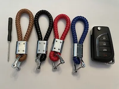 Key Chain Holder For Volvo C40 Keychain Leather Strap Keyfob Ring Red Black • $24.99
