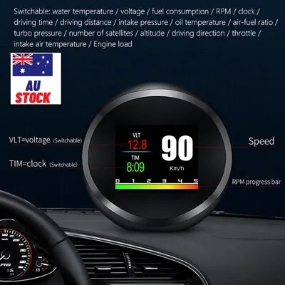 OBD2+GPS HUD Gauge Head Up Car Digital Display Speedometer Turbo RPM Meter Temp • $49.99