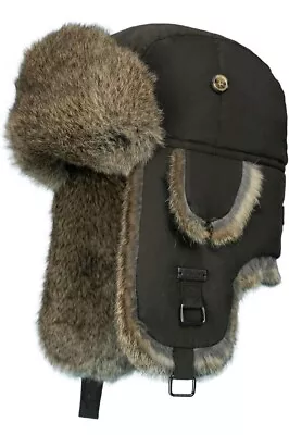 Fur Winter Trapper Hat Rabbit Fur Aviator Ski Trapper Trooper Pilot Snow XL • $34
