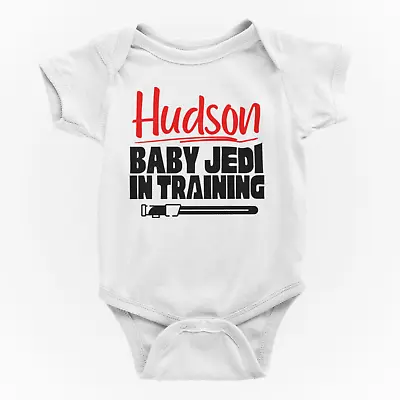 Personalised Baby Name Star Wars Jedi In Training Baby Grow / New Born Dad Gift • £5.99