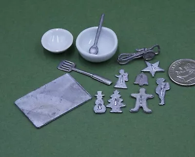 1/12 Dollhouse Vintage Miniature Cookie Cutter Baking Lot Mixer Bowls & More • $14.99