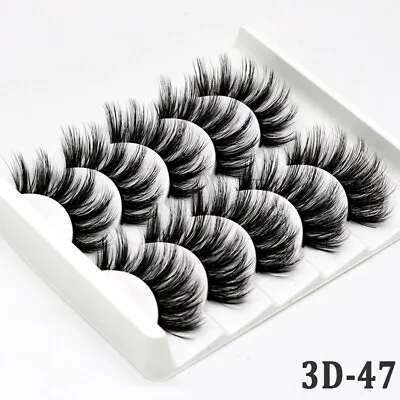 5 Pairs 3D Fake Eyelashes Long Thick Natural False Eye Lashes Set Mink Makeup UK • £3.99