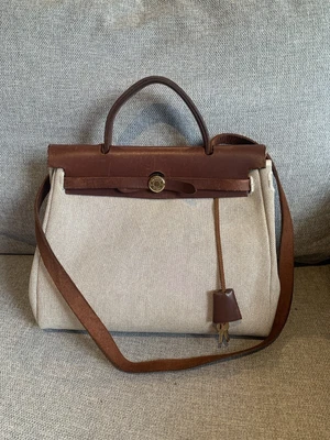 $2760.92 • Buy Hermès Beige / Brown Herbag, Toile Canvas And Leather Bag