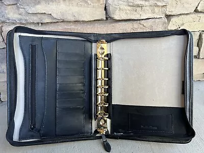 Classic 1” Gold Rings | Black LEATHER FRANKLIN COVEY ZIP Planner 8x10” • $55