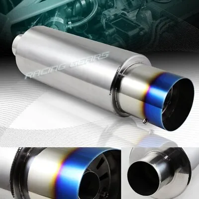 Titanium 4  Burnt N1 Tip Stainless Racing Exhaust Muffler 2.5  Inlet W/silencer • $36.95