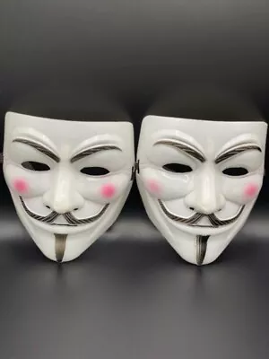 2x Anonymous Hacker V For Vendetta Guy Halloween Party Fancy Dress Face Mask • £5.95