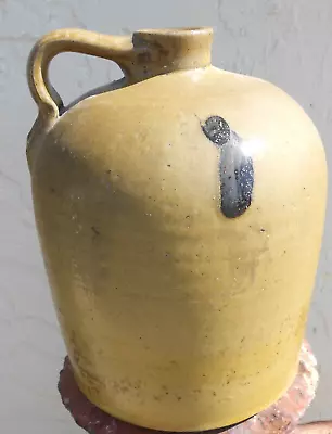 Antique Pennsylvania ? Primitive Stoneware Marked Handled Crock Jug • $39.95