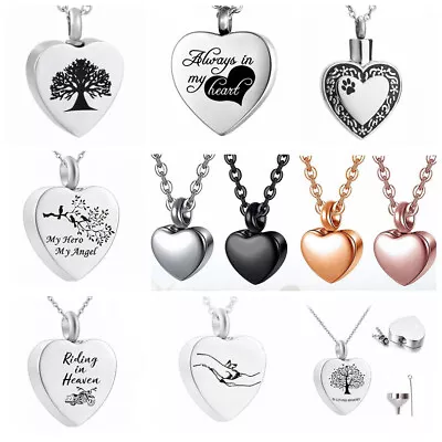 Cremation Jewellery Urn Necklace Heart Pendent Ashes Locket Memorial Keepsake • £4.99