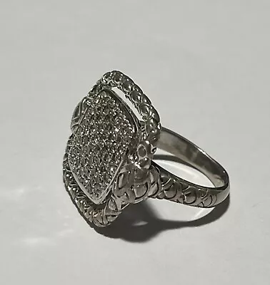 Judith Ripka Sterling Silver Diamond Pave Ring Size 10 • $399