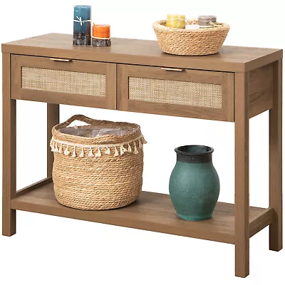 Console Table With 2 Storage Drawer And Shelves For Entryway Living Room Hallway • $227.99