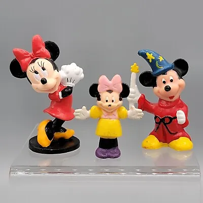 3 Disney Sorcerer Mickey And Minnie Mouse Figures Cake Topper Hong Kong Applause • $7.99