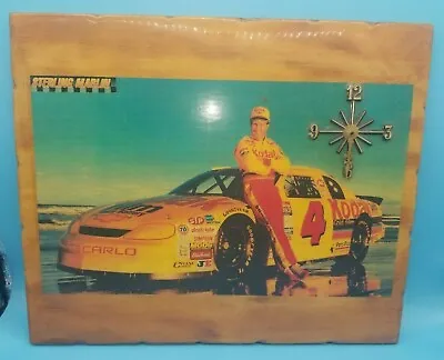 Vintage Sterling Marlin NASCAR Wall CLOCK Finished Wood Collectible #4 Kodak • $11.95