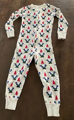 Hanna Andersson Toddler 90 (3T) Ivory Holiday Gnome Full-zip Footless Pajamas • $5